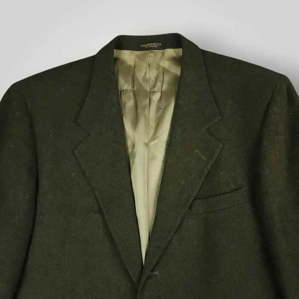 Vtg 90s Ivy Style Brushed Wool Sack Jacket Mens 44R 3 Roll 2 Relaxed Fit Green